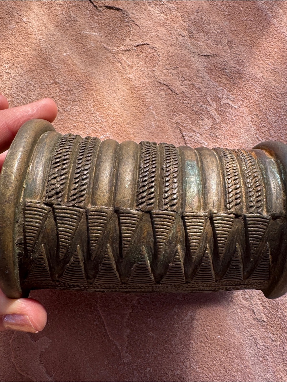African Lost Wax Cuff Burkina Faso Bronze Wide Statement Currency Bracelet 332g - Picture 12 of 17